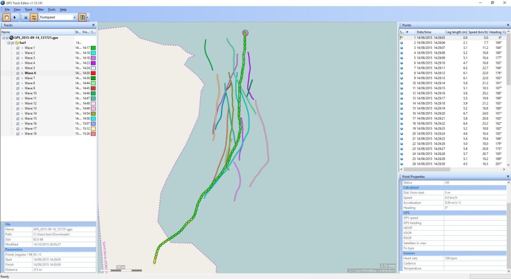 The GPS Track Editor software makes it pretty easy to get this data from a GPX file
