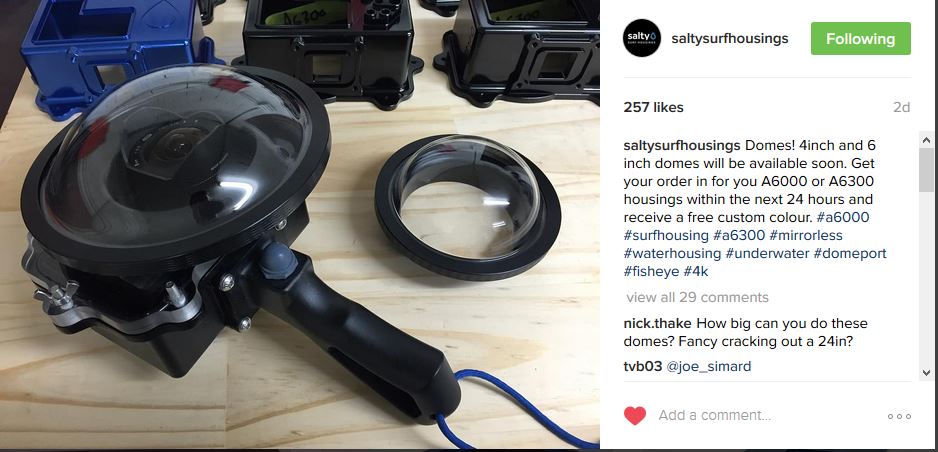 Sony a6000 water housing dome ports by Salty Surf housings